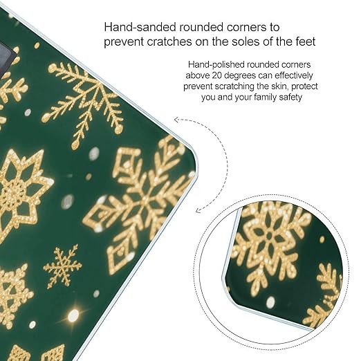 Christmas Snowflakes Background Weight Scale Large Digital Bathroom Scales with Bright LED Display Non Slip Digital Scale and Step On Fashion Weighing Machine for Body
