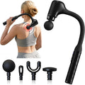 Massage Gun with Upgraded Extension Handle Back Massager for Pain Relief Massage Gun Deep Tissue with 4 Massage Heads Handheld Massager for Neck Shoulders Waist Arm Legs Black