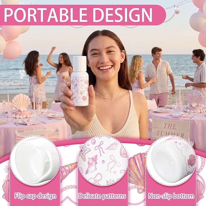 Demissle 24 Pcs Mini Sunscreen Bulk SPF 30 Pink Bow Starfish and Seashell Travel Size Sunscreen Bachelorette Wedding Party Supplies Summer Outdoor Goods for Under The Sea Beach Ocean Coastal 1 Fl. oz