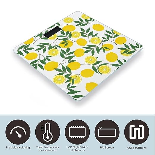 Yellow Lemon Smart Square Scale with Digital Display for Bathroom Scale