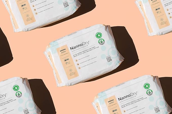 Natural Incontinence Pads - Organic Cotton Bladder Leakage Pads - Extra Large Pads for Incontinent Adults - Nannocare Super Dry (20 Count (Pack of 1) - 16 Long