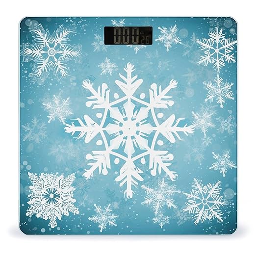 Winter Snowflake Bathroom Scale for Body Weight LCD Display Digital Bathroom Scale Tempered Glass Bathroom Weight Scales Fashion Smart Scales for Home Bedroom 400 Lb