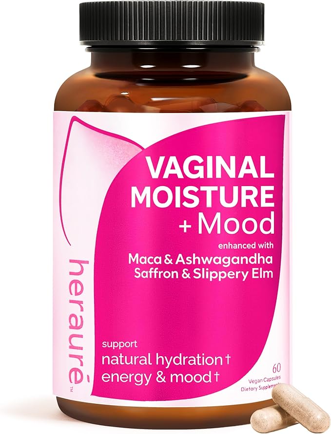 Vaginal Moisture &amp Libido Booster for Women - Stress Relief Hormone Balance Desire &amp Mood - Ashwagandha Sea Moss Maca Root Saffron Slippery Elm Ginseng Shatavari Damiana 60CT