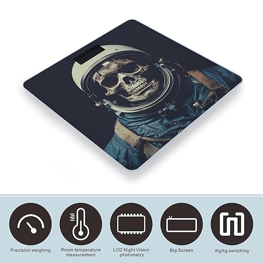 Movie Aesthetic Skull Scale for Body Weight Anti-Slip Sturdy Tempered Glass Weighing Machine Highly Digital Accurate Bright LCD Bathroom Scale for Household Gift