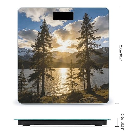 Gold Falling Between The Trees Weight ScaleClear LED Display Bathroom Digital Weighing ScaleTempered Glass Digital Bathroom Scale for Body Weight Capacity Up to 400 Lbs