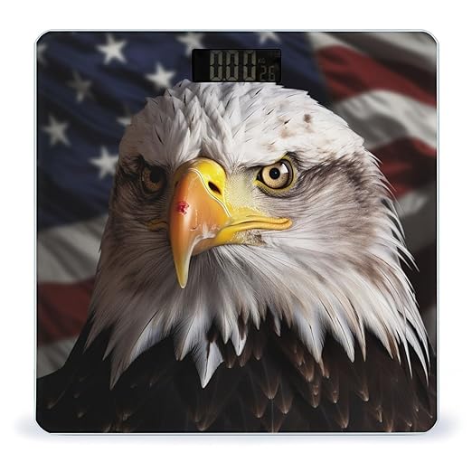 Digital Bathroom Scale for Body Weight Scale with Bright LCD Display High Accuracy Step-On Technology Auto On/Off America Flag and Eagle Digital Scales 400 Lbs /180kg