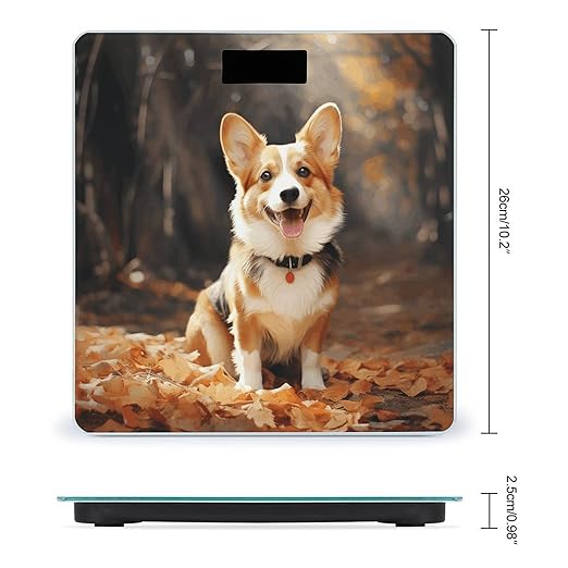 Corgi Dog Bathroom Scale Large LCD Backlight Display Digital Scale Rounded Corners Body Scales Automatic Power On/Off Bathroom Scales for Home Bedrooms