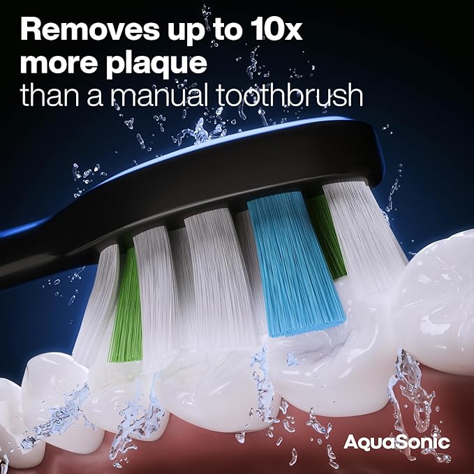 Aquasonic Clinical AQ Ultra-Whitening Smart Toothbrush with Touchscreen Bluetooth &amp Brushing Coach - 2 Brush Heads &amp UV Sanitizing Charging Case