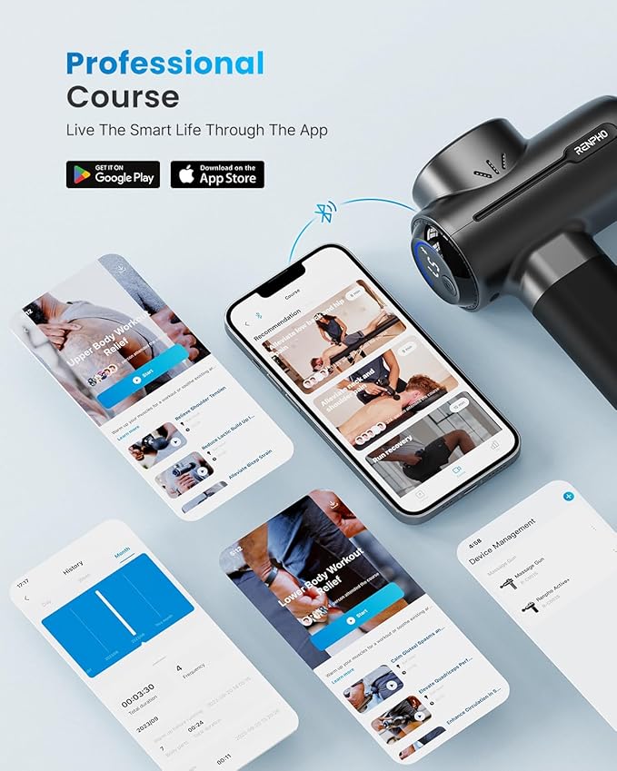 RENPHO Massage Gun with Heat and Cold Portable Percussion Muscle Deep Tissue Massager with Charging Stand Active+ Thermacool Deluxe