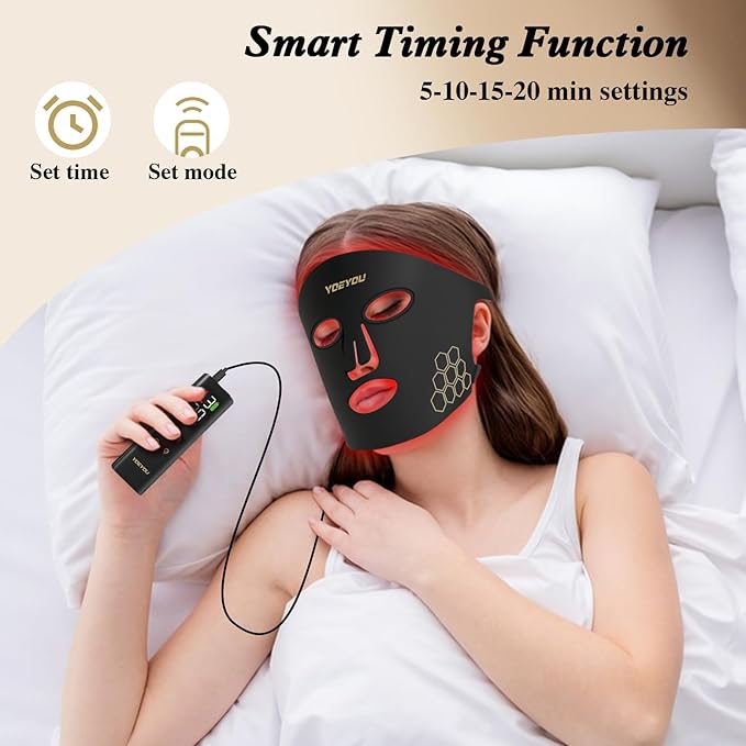 Red Light Therapy for Face 850nm Near Infrared LED Face Mask 4 Light Modes Portable Rechargeable Red Light Therapy Mask Skincare Device for Facial Rejuvenation