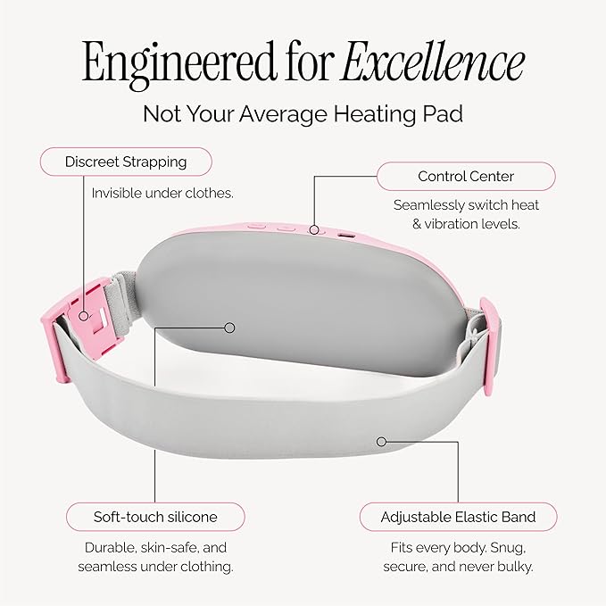 Menstrual Heating Pad for Period Cramps – Portable Heating Pad for Period Cramps Relief with Heat &amp Massage Wearable Cordless Warmer for Pain Relief Rechargeable &amp Wireless for Women