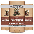 Dr. Squatch Natural Men’s Deodorant – Aluminum Free Natural Deodorant Men with Charcoal &amp Postbiotics for 72-Hour Odor Protection – Maverick Musk 2.65oz Stick (3-Pack)