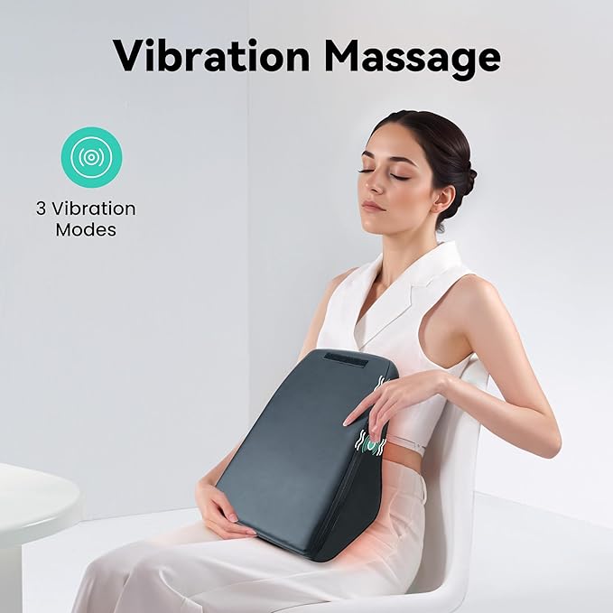 Snailax Shiatsu Lower Back Neck Massager with Heat Kneading Back Massager for Back Pain Relief Deep Tissue Vibration Massage Pillow Ideal Gifts for Men Women Mom Dad