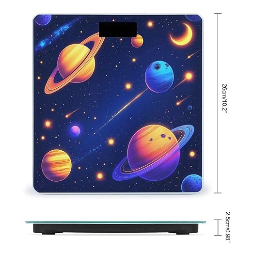 Digital Bathroom Weighing Scale Energy Saving Scale Smart Scale for Body Weight Cosmic Universe Stars Planets Blue Galaxy Art
