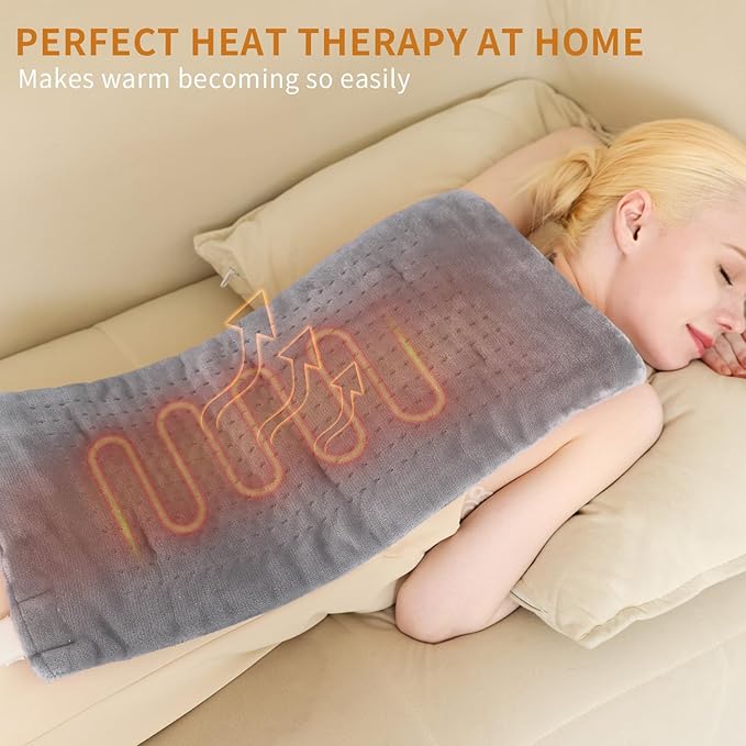 Massaging Weighted Heating Pad for Back Pain ReliefHeating Pads for Neck ShoulderCrampPortable Heated Pad with 3 Heat Settings &amp 6 Massage18 Relaxing CombinationsAuto Off20*24Light Grey
