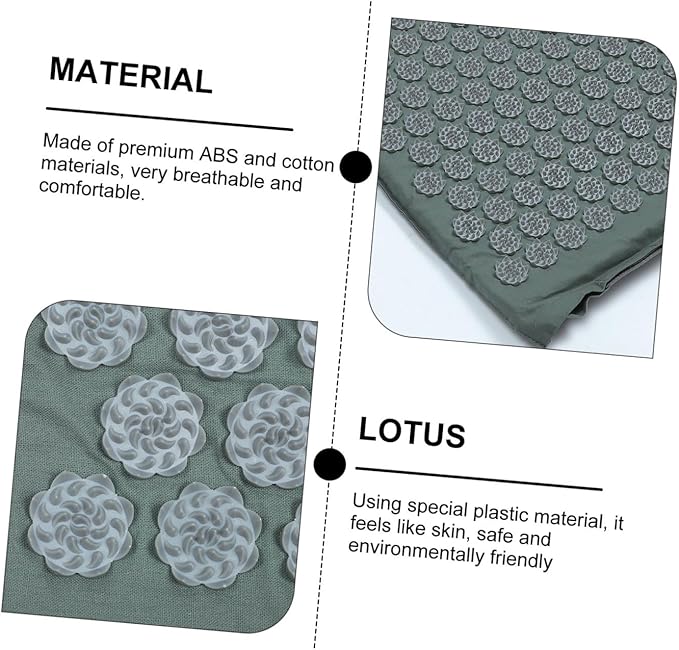Shiatsu Acupoint Massage Mat and Pillow Set for Relief Grey Acupressure Massage Cushion with Carry Bag Suitable for Back and Neck Relaxation Yoga Exercise and Muscle