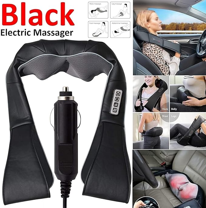 Neck and Back Massager with Heat Electric Shoulder Massagers Deep Tissue Kneading Massage with Longer Strap for Muscles Pain Relief