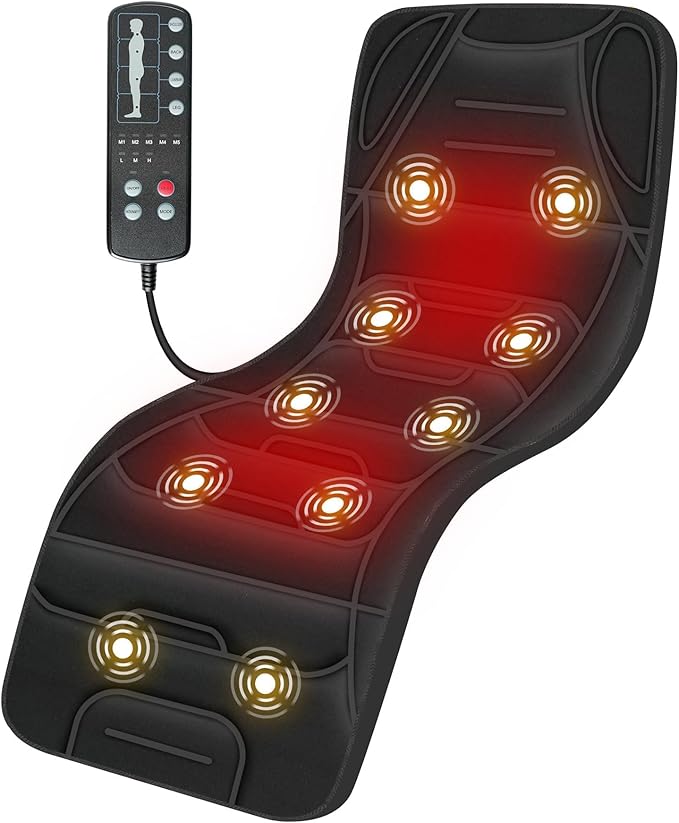COMFIER Full Body Massage Mat Pad Heating Vibrating Massage Chair Pad with 10 Vibration Motors 5 Massage Modes and Auto Shut Off Gift for Men Women