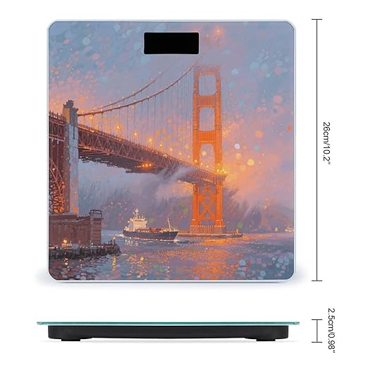 San Francisco Golden Gate Fog Scale for Body Weight Sturdy Tempered Glass Weighing Scales with LCD Display Accurate Digital Bathroom Scale Convenient Body Fat Smart Scales Easy Read