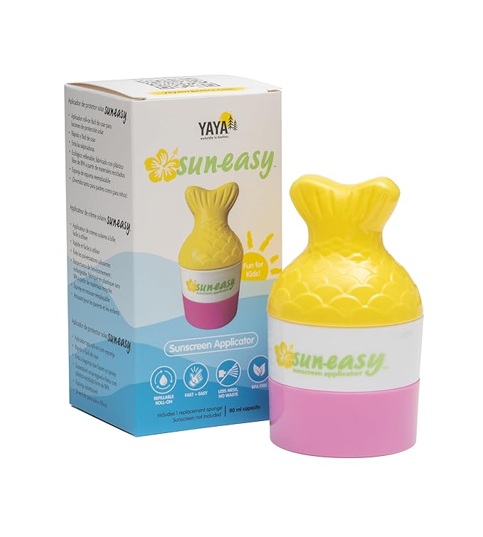 Sun-Easy Sunscreen Applicator Refillable Roll-On with Sponge for Kids and Babies Fun Fast and Mess-Free application Holds 100 ml 2-pack
