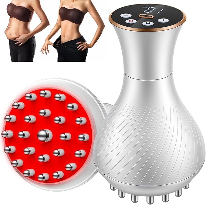 Body Sculpting Machine Lymphatic Drainage Massager &amp Anti Cellulite Massage Tool Helps Reduce Stretch Marks &amp Cellulite Pain Relief Devices for Legs Arms &amp Belly Body (White)