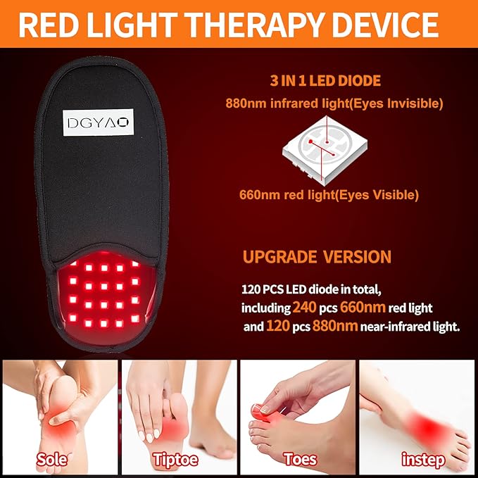 Red Light Therapy for Feet Infrared LED Therapy Slipper Wrap 2 Packs - FDA Cleared Infrared Therapy Foot Wraps with Adjustable Power &amp Timer | Targets Toes Ankle Instep Heel Discomfort At-Home The