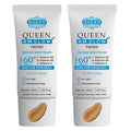 QUEEN AM GLOW | TINTED SunScreen SPF 60 PA+++Primer-Face Moisturizer- Vitamin B3 B5 E- Non-Greasy Silky Touch-oil free fragrance free by QUEEN NATURAL NEW YORK (Pack of 2)