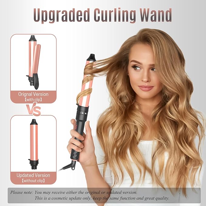 4-in-1 Curling Iron Set for Long Hair Fast Heating Ceramic Ionic Hair Curler Flat Iron &amp Hot Brush Combo Frizz-Free Styling Tool with Dual Voltage for Home &amp Travel