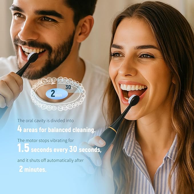 30 Pack Adult Electric Toothbrush Rechargeable Sonic Electric Toothbrush with 4 Brush Heads 6 Modes Timer Function IPX7 Waterproof 3 Colors Available