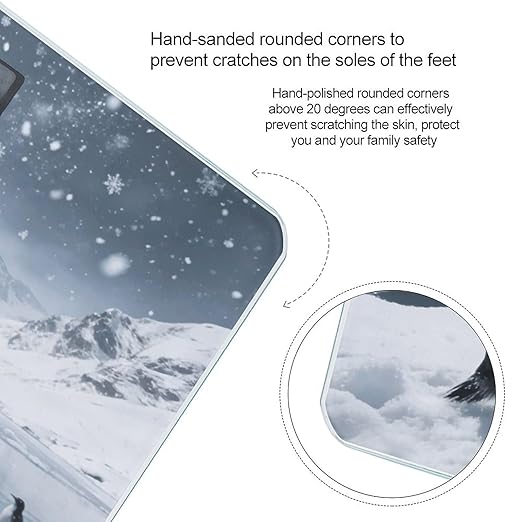 Little Penguin in The Snow Smart Scale for Body Weight Digital Bathroom Scale Toughened Glass Weight Scale with Large LCD Backlight Display High Precision Scales Weighing Machine