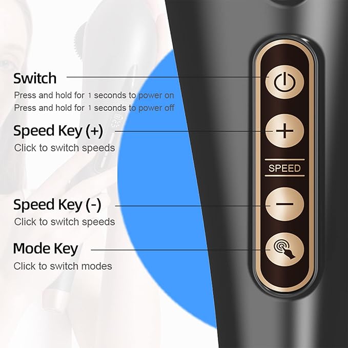 Back Massager Deep Tissue Massager Massage Machine for Pain Relief Hand Held Massage Tool Electric Percussion Body Relax Machine Handheld Relaxation Tool
