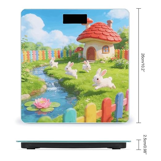 A Flock of Rabbits in Spring Smart Scale for Body Weight Digital Bathroom Scale Toughened Glass Weight Scale with Large LCD Backlight Display High Precision Scales Weighing Machine