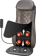 Giantex Massage Seat Cushion with Heat &amp Vibration Removable Neck Pillow &amp Back Flap Adjustable Width 3-Level Timer Spot Massage Rolling Shiatsu Massager for Full Back