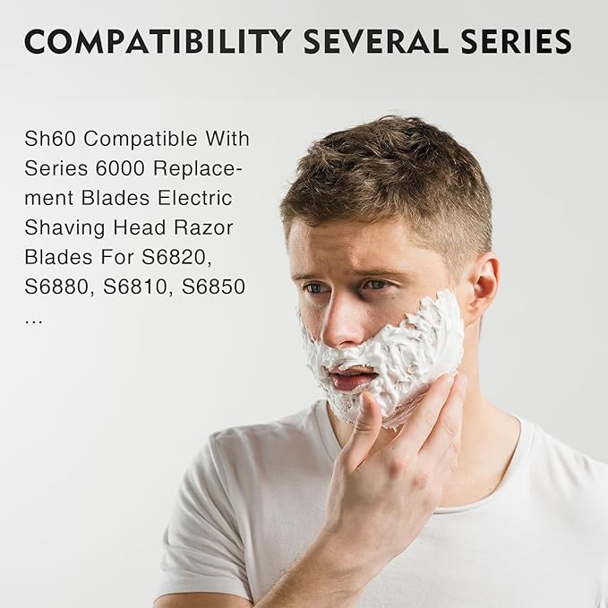 SH60 Replacement Heads Compatible with Philips Norelco Series 6000 Electric Shavers Precision Blades for S6810/82 S6850/85 S6880/81 Razors 9 Pack