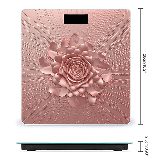 Rose Gold Pink Weight Scale Large Bathroom Scales Digital Weight with Bright LED Display Non Slip Automatic Weighing Scale Fashion Weighing Machine for Body