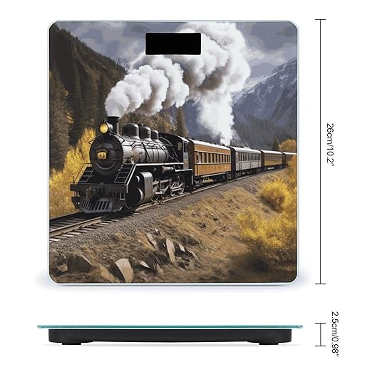 Steam Locomotive Train Bathroom Scale for Body Weight Bathroom Weighing Scale with Backlit LCD Display Highly Accurate Measures Weight Up to 180kg