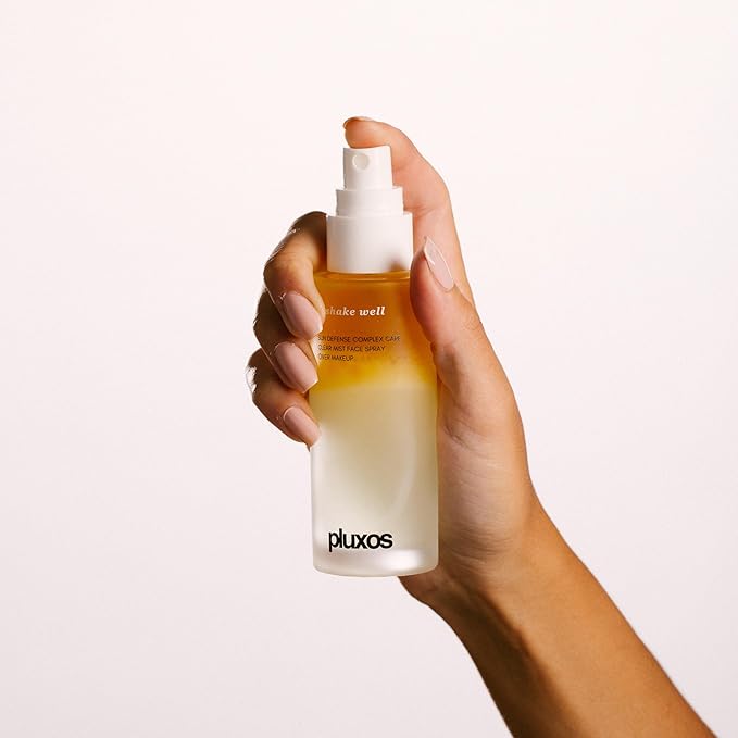 | PLUXOS 47 | SUNSCREEN + SKINCARE SPF 47 FACE MIST SPRAY (Peach) | SUN DEFENSE COMPLEX CARE | Apply Over Makeup Broad Spectrum Clear Light Vegan Hydrate Fight Acne Anti-Aging Cell Repair