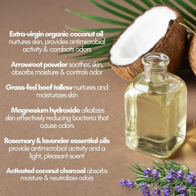 Clear and Fresh Deodorant - 100% All Natural Deodorant Aluminum-free Grass Fed Beef Tallow Base for Soothing All Day Odor Protection - 2 oz.