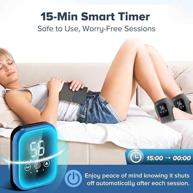 2 Pack Cordless Ankle Massager for Pain Relief Ankle Heating Pads for Pain Heated Ankle Massager for Pain Rechargeable Feet Heating Pads Feet Massage 3 Heat Levels 3 Massage Modes