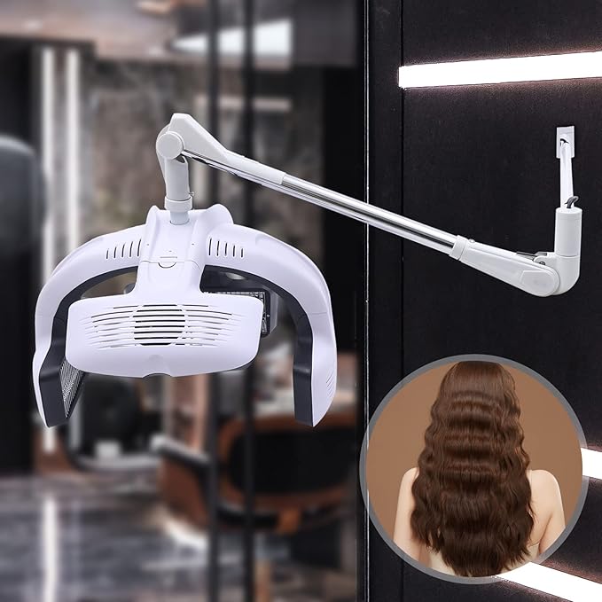 110V 1500W Wall Mounted Hair Dryer Hooded Dryer for Salon Adjustable Swing Arm Professional Hair Dryer Hairdressing Equipment