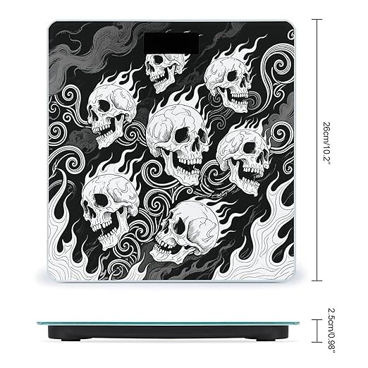 Skull Bathroom Scale for Body Weight Bathroom Digital Electronic Weighing Scale with Back Lit LED Display Sturdy Tempered Glass Weight Watchers Scales 400lb