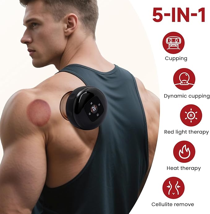 UOTT Original 20 Levels Cupping Kit for Massage Therapy (2PCS)5-in-1 Smart Dynamic Cupping Set with Red Ligh-t Therapy&ampHeat Penetrates for Targeted Pain Relief Knots Aches Muscle Soreness