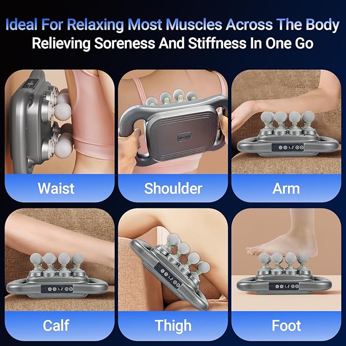 16-Head Deep Tissue Massage Gun 2026 Portable Handheld Back Massager 9 Modes &amp 9 Intensity Levels Electric Percussion Muscle Body Massager for Neck and Shoulder Pain Relief Gifts for Men &amp