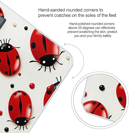 Red Ladybug Bathroom Scale Large LCD Backlight Display Digital Scale Rounded Corners Body Scales Automatic Power On/Off Bathroom Scales for Home Bedrooms