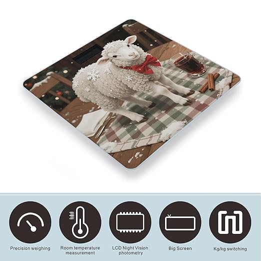 Christmas Sheep Weight Scale Large Digital Bathroom Scales with Bright LED Display Non Slip Digital Scale and Step On Fashion Weighing Machine for Body