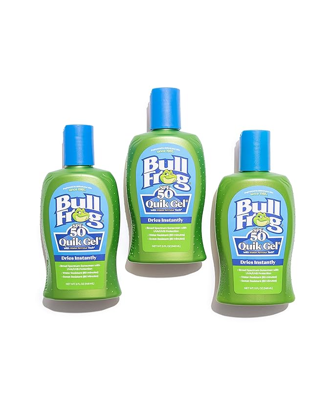 Bullfrog Quik Gel Sunscreen SPF 50 | Oxybenzone &amp Octinoxate Free | Broad Spectrum Moisturizing UVA/UVB 5oz 3 pack…