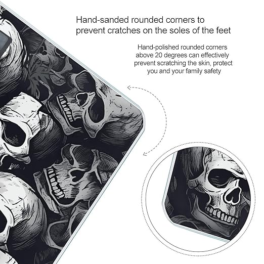 Skulls Pattern Bathroom Scale for Body Weight LCD Display Digital Bathroom Scale Tempered Glass Bathroom Weight Scales Fashion Smart Scales for Home Bedroom 400 Lb