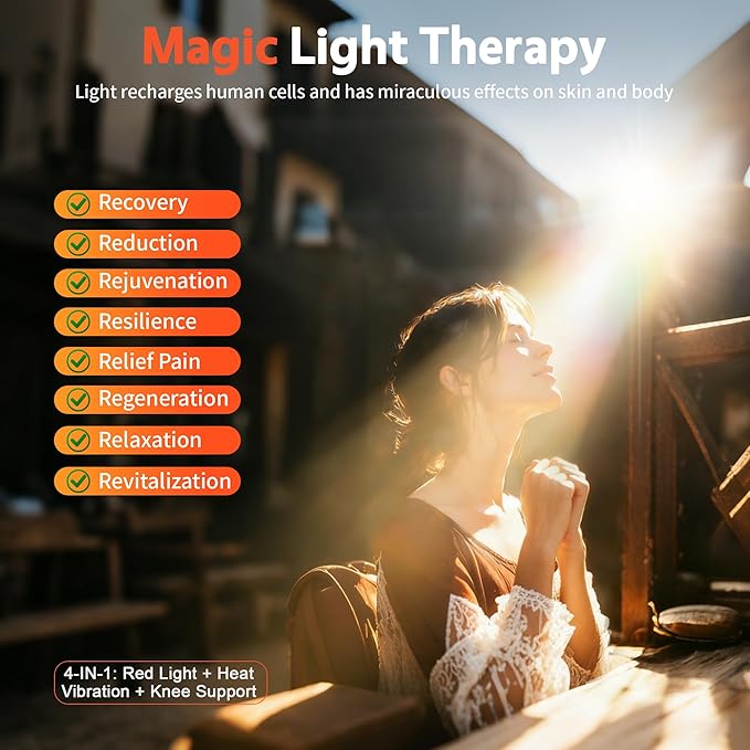 Knee Massager with Heat and Red Light Therapy for Pain Relief: Cordless Heated Knee Brace V6.0[2025 Upgraded] - Infrared Heat and Vibration Massage