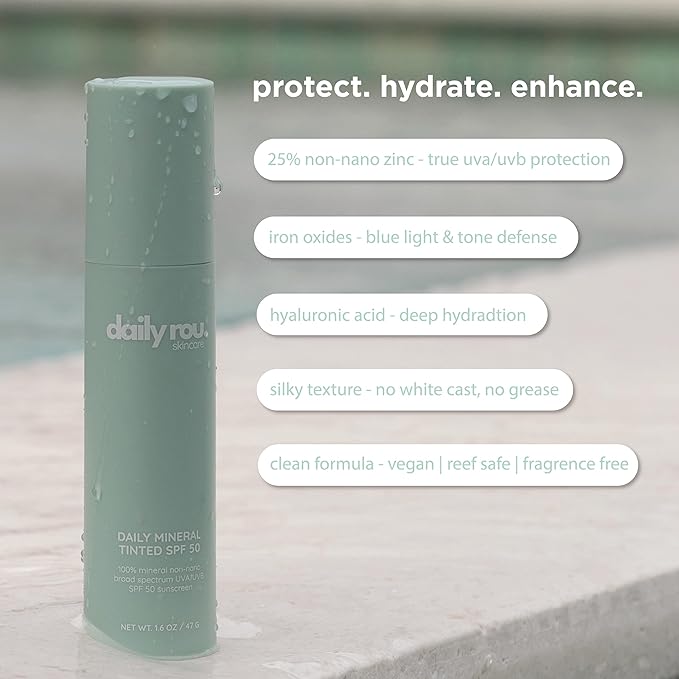 DailyRou Daily Mineral Skincare – Hydrating &amp Brightening Face Sunscreen for Men &amp Women – Lightweight Non-Greasy Formula for Healthy Smooth Glowing Skin (Sheer)