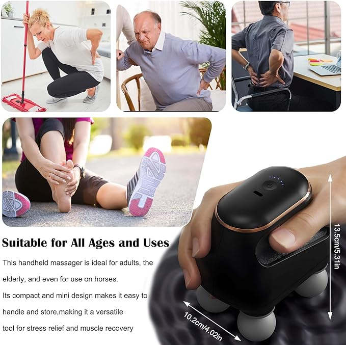 2025 New 4-Head Deep Tissue Electric Percussion Massager for Muscle Relaxation - 5 Adjustable Levels Rechargeable Vibration Massage Device for Neck Back Shoulder Leg (White)
